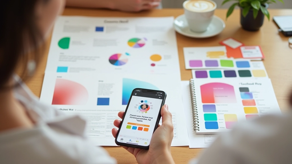 Erfolgreiche Markenpalette-Implementierung auf verschiedenen Materialien: Website-Screenshots, Visitenkarten, Poster und Social-Media-Posts