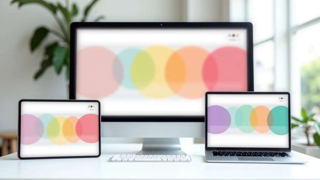 Implementierung von Farbpaletten auf verschiedenen Geräten: Desktop, Tablet, Smartphone zeigen konsistente Farbanwendung